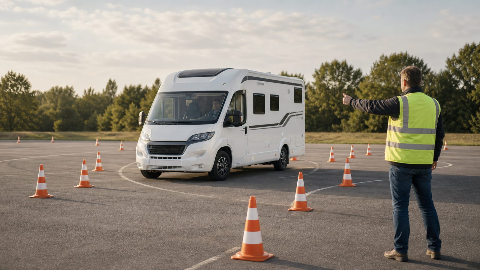 Slalom-Parcours mit dem Wohnmobil (Symbolbild)